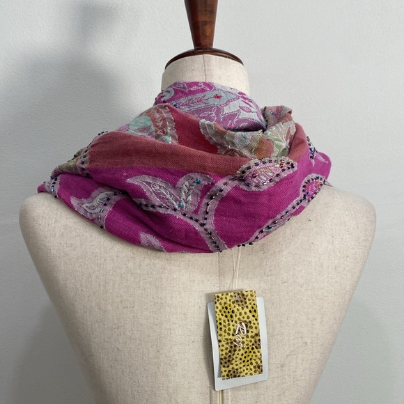 Anthropologie Raj Beaded Multi Colored Scarf Art to Wear - Picture 4 of 8